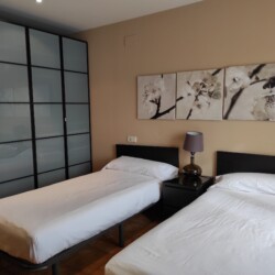 Habitación con dos camas individuales y un armario